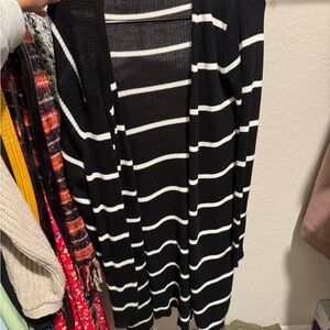 Black and White Striped Cardigan